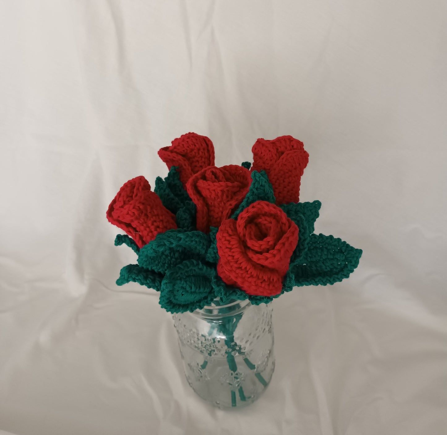 Crocheted rose bouquet + Essential oil perfume
