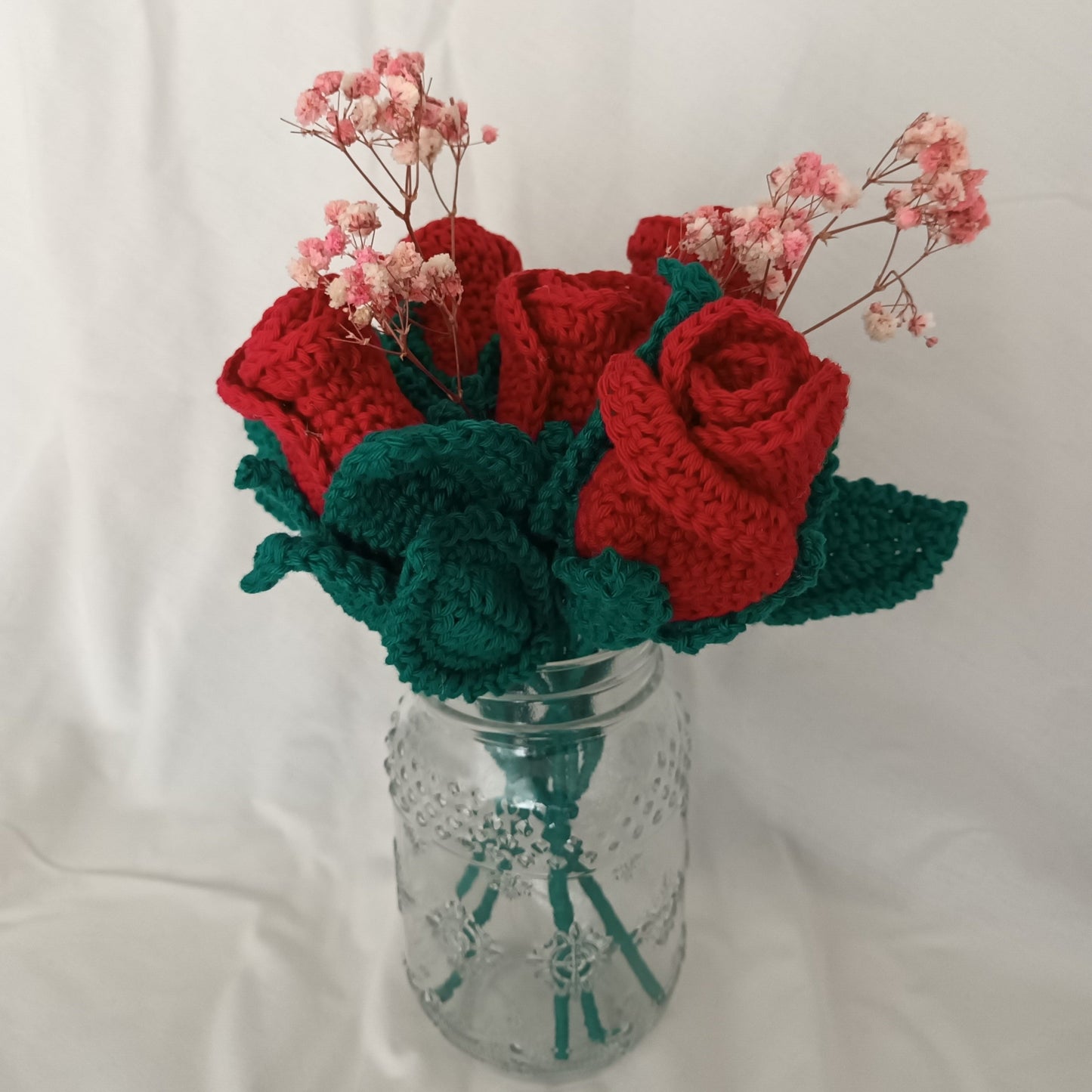 Crocheted rose bouquet + Essential oil perfume