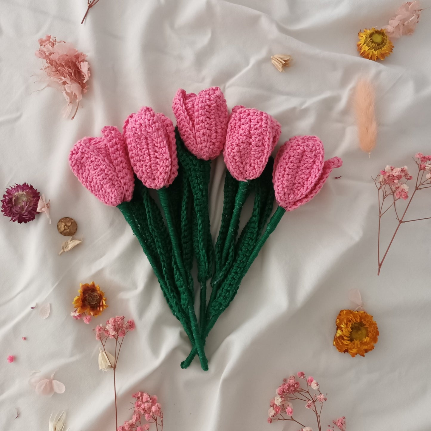 Bouquet de tulipes en crochet + Parfum aux huiles essentielles