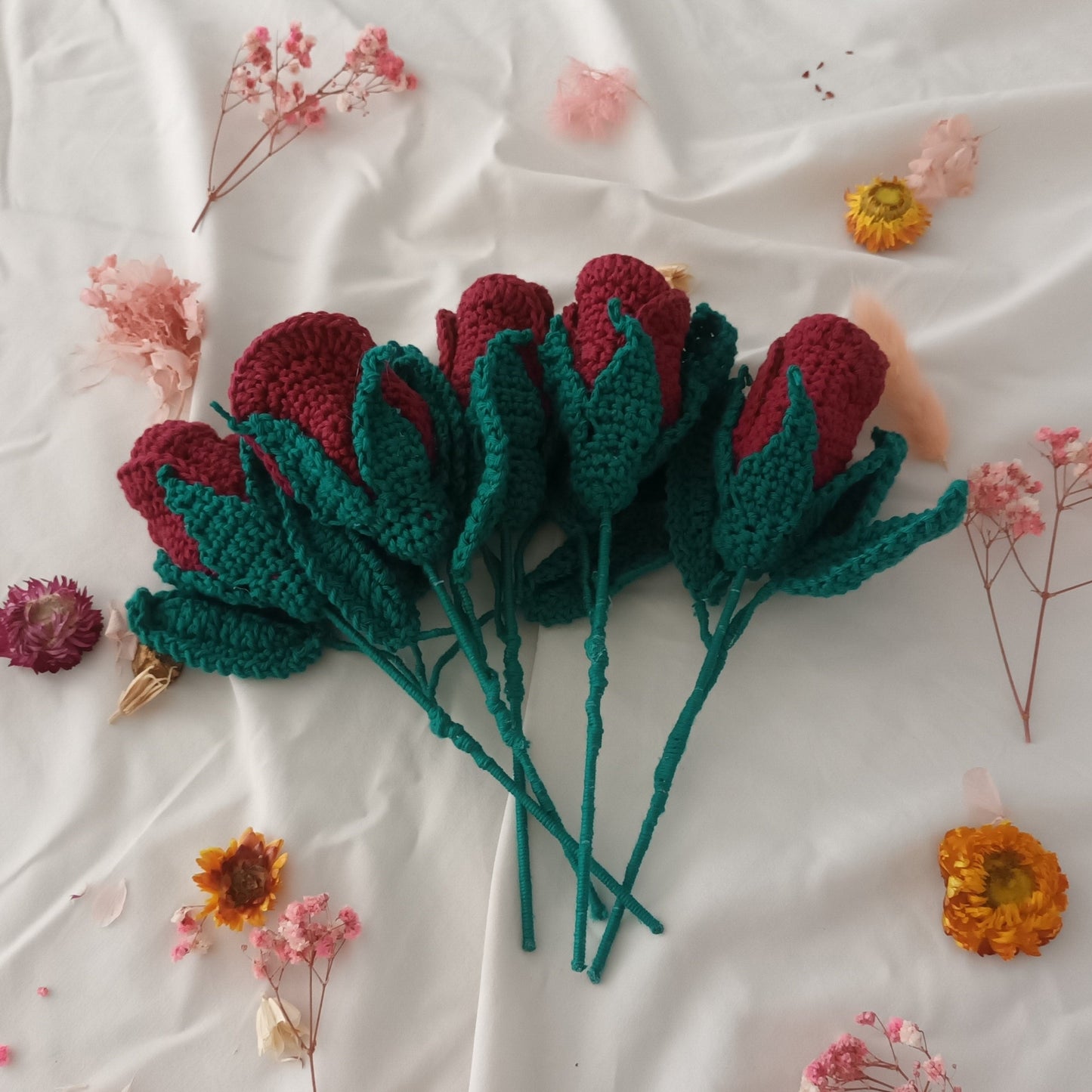 Crocheted rose bouquet + Essential oil perfume