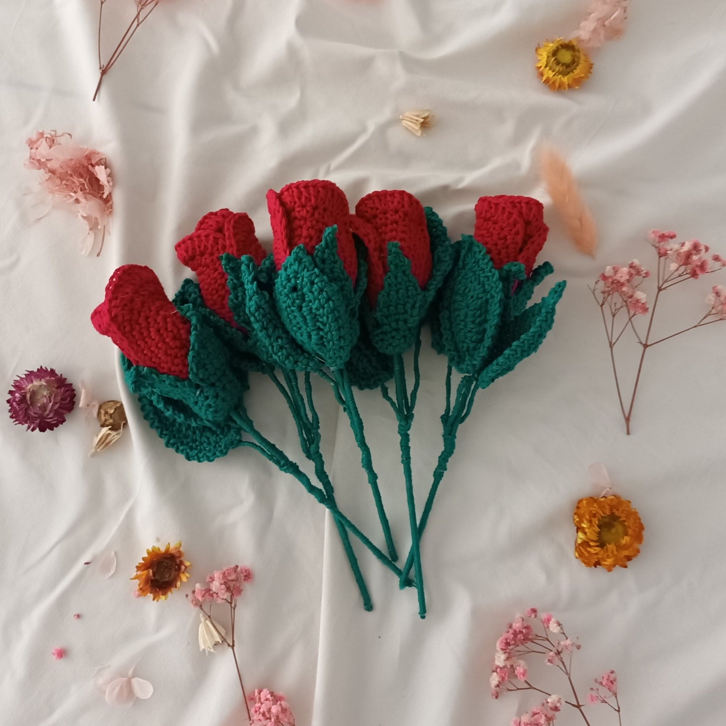 Crocheted rose bouquet + Essential oil perfume