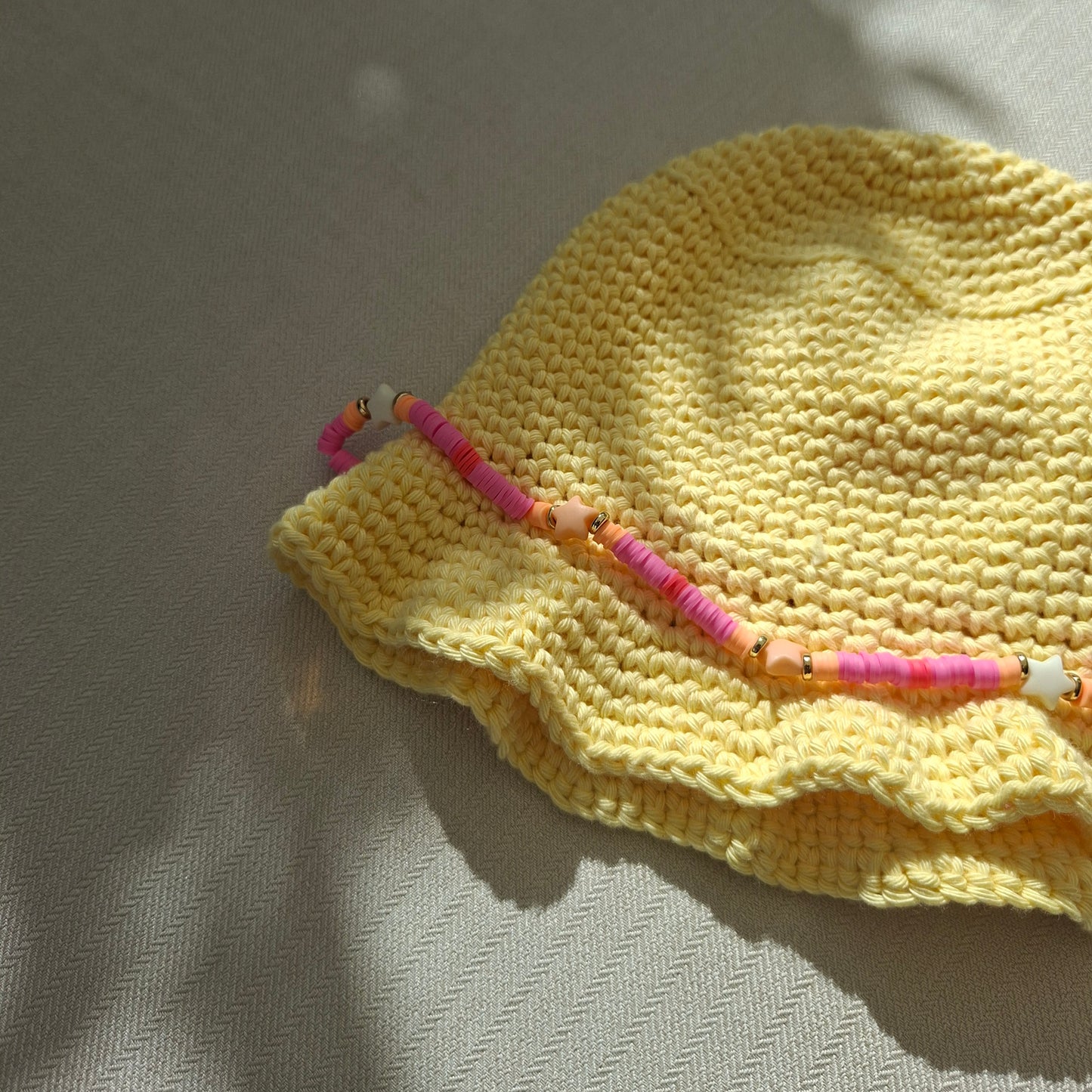 Yellow beanie & pearls