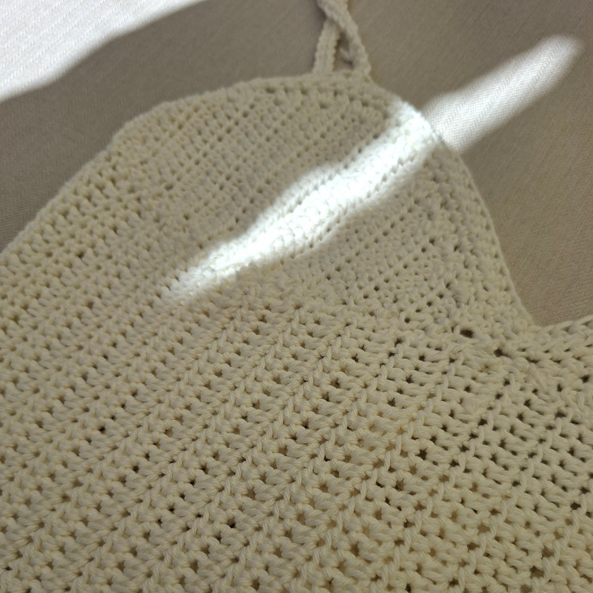 White crocheted "corset" top