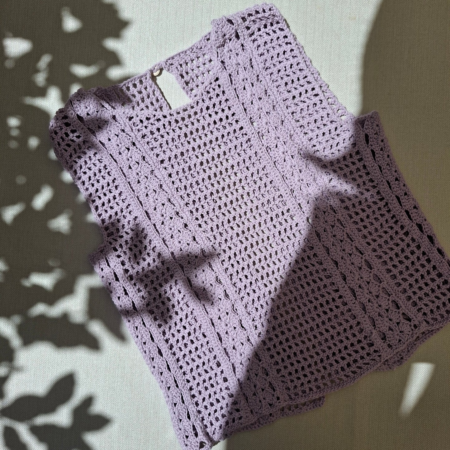 Lilac backless crochet lace tank top