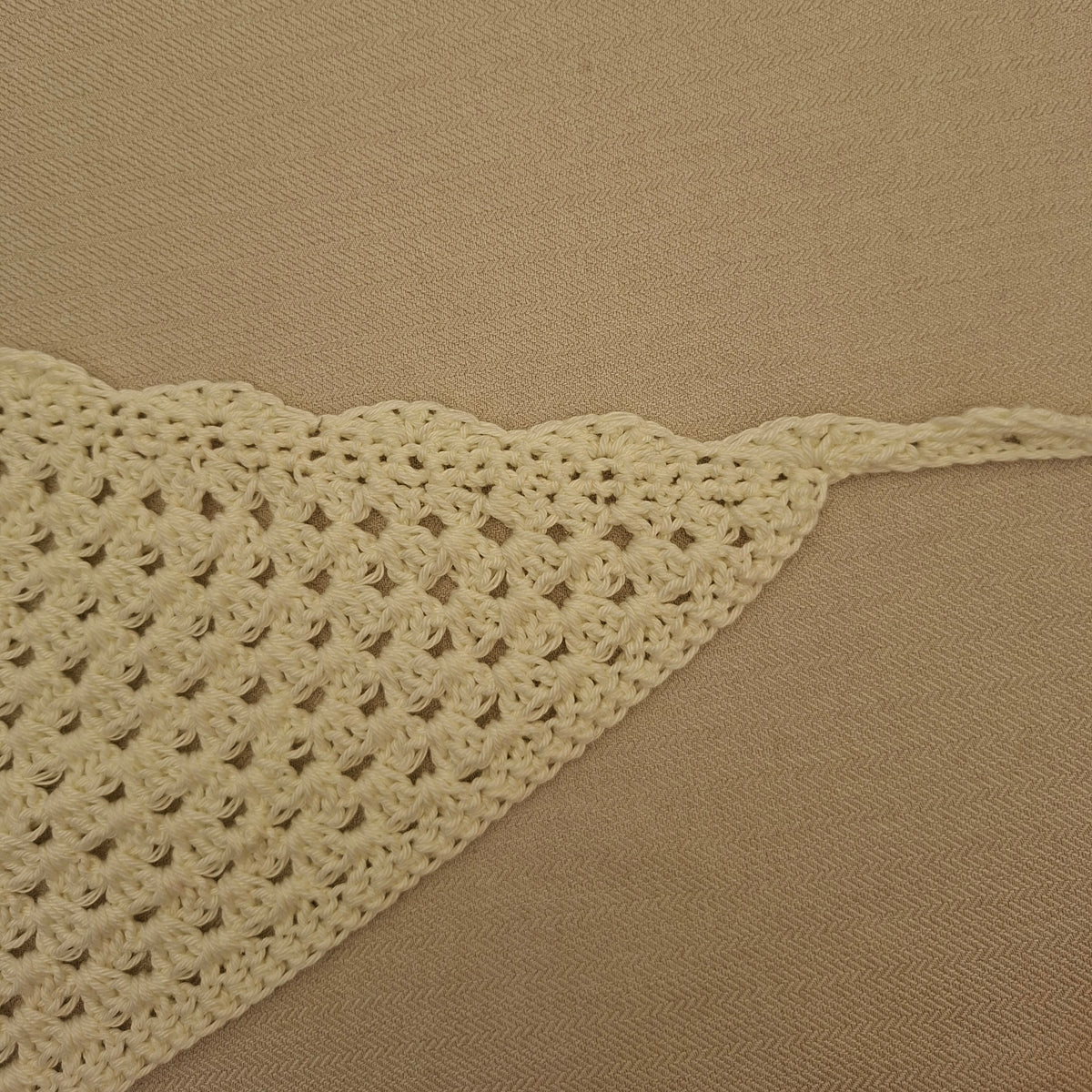 White crocheted bandana