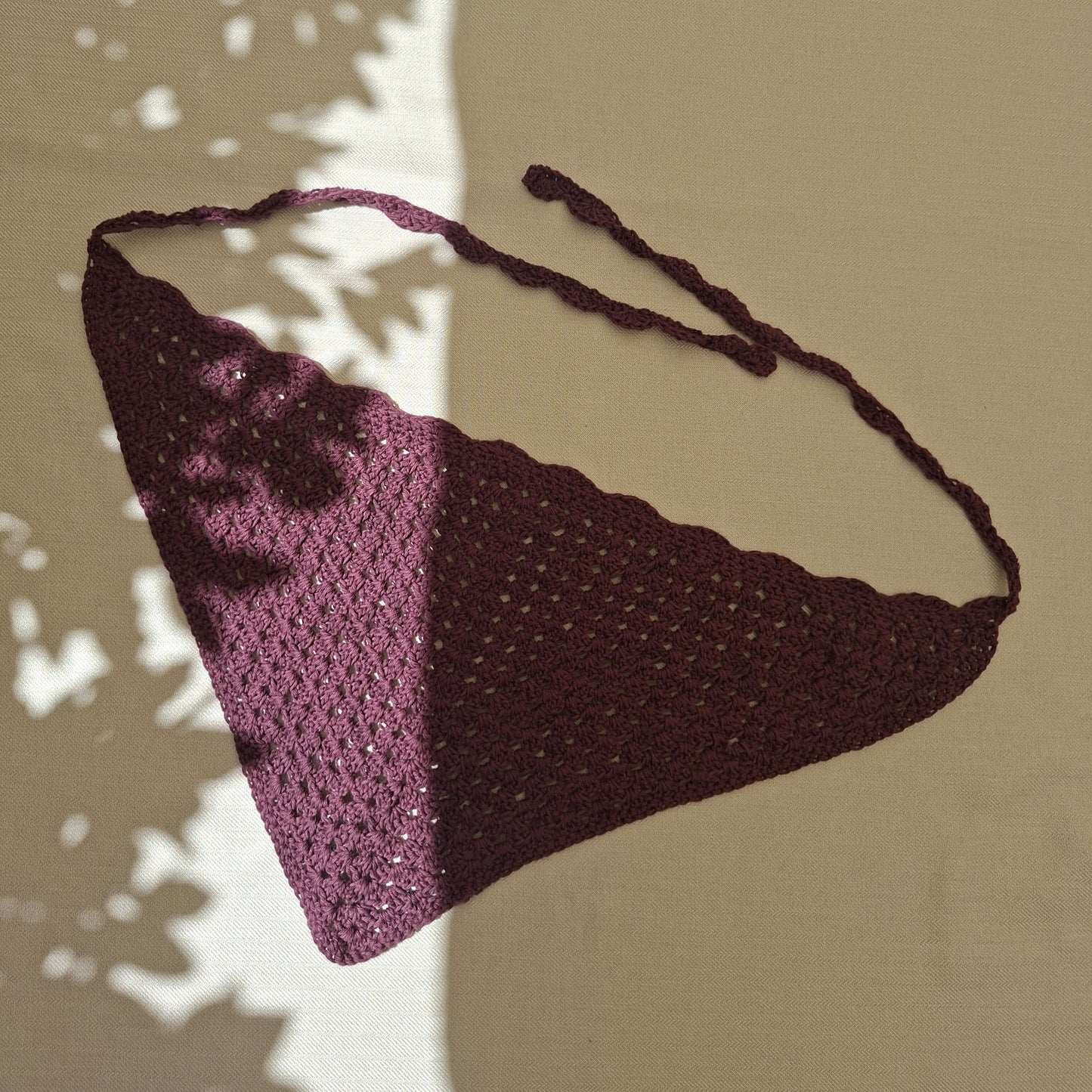 Purple crocheted bandana
