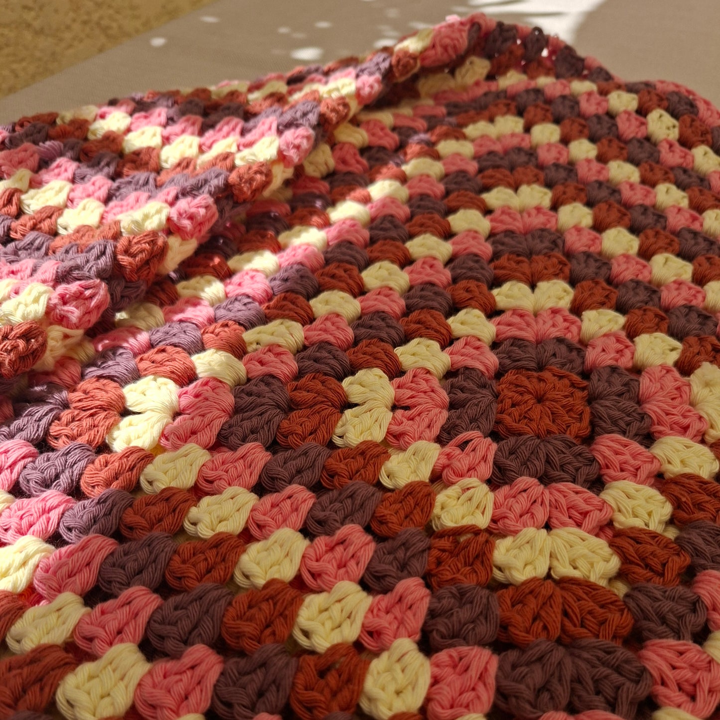 Long-sleeved top in granny squares