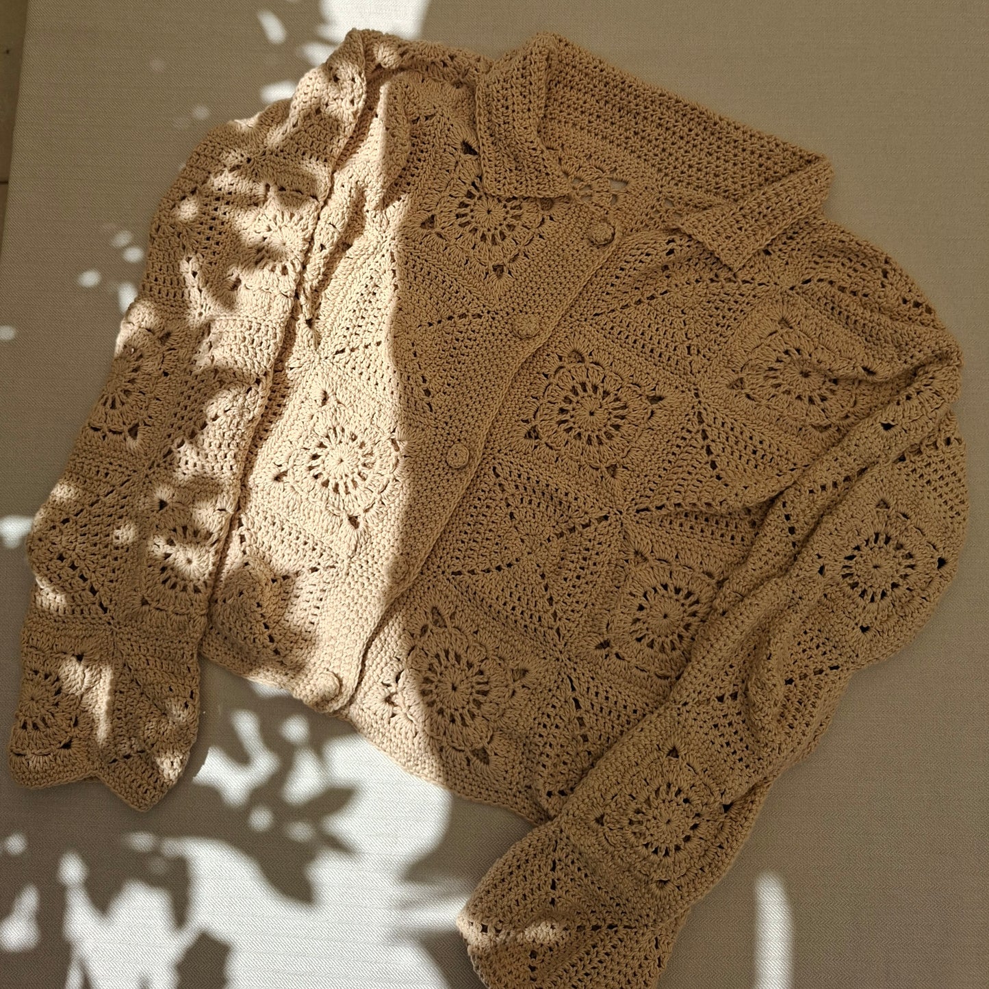 Beige granny square shirt
