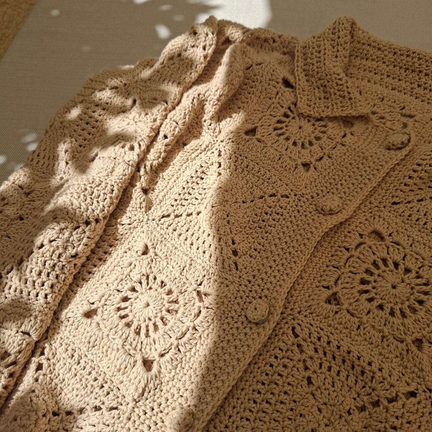 Beige granny square shirt