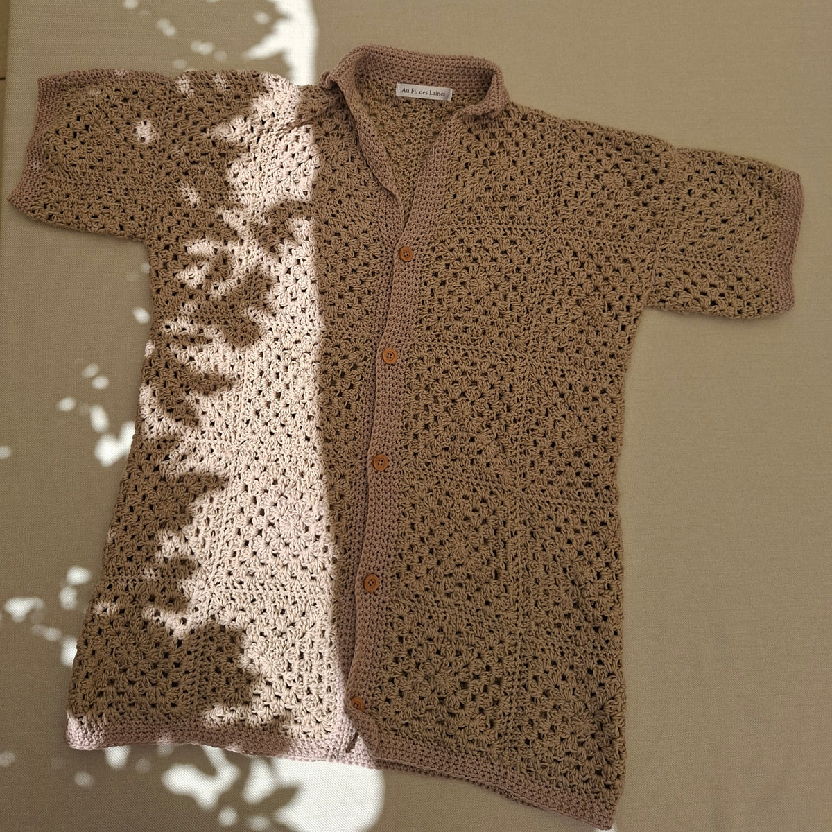 Brown granny square shirt