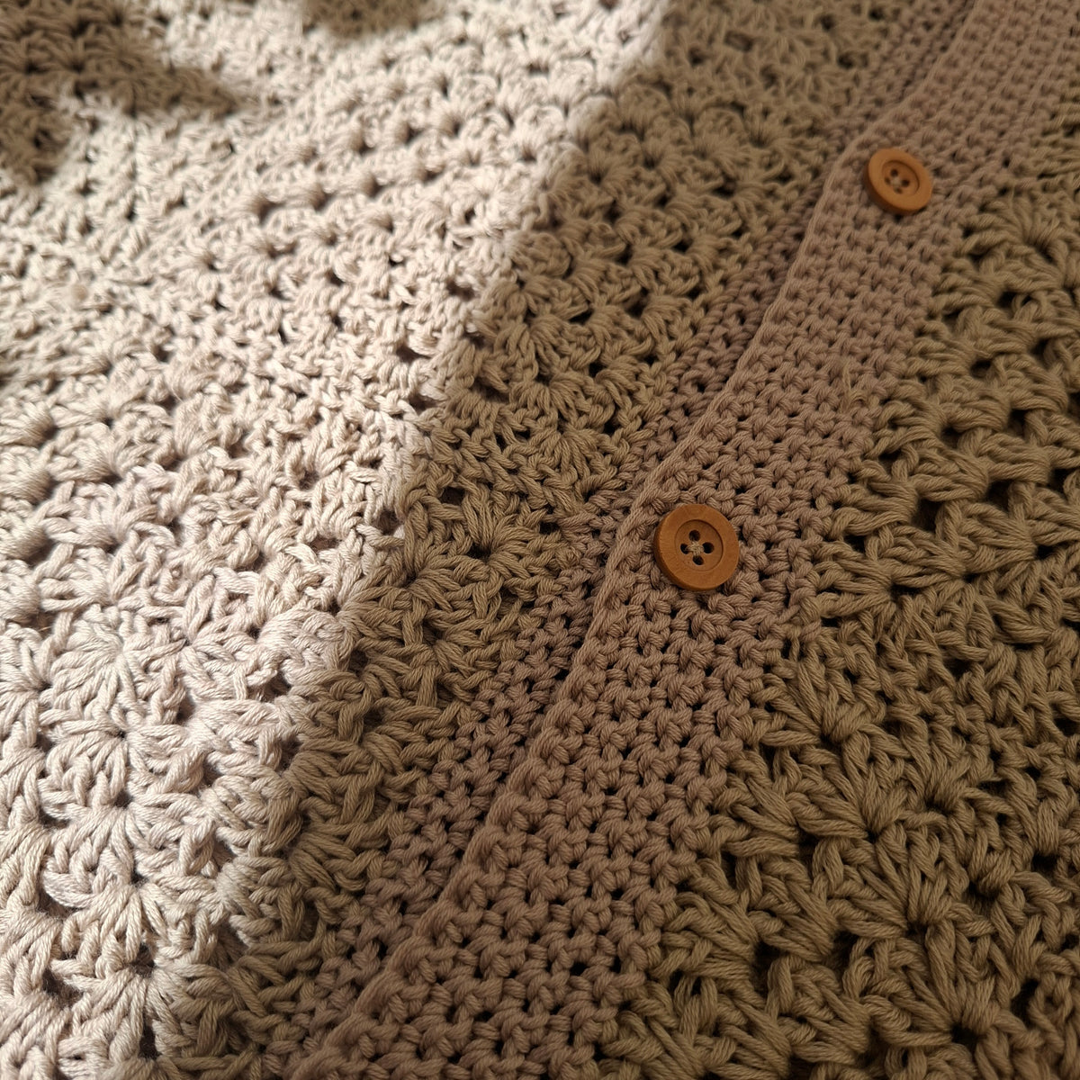 Brown granny square shirt