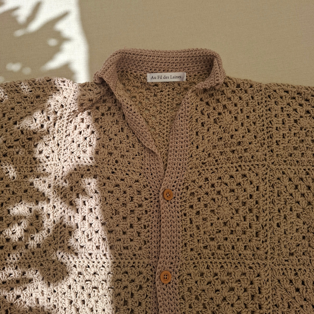 Brown granny square shirt