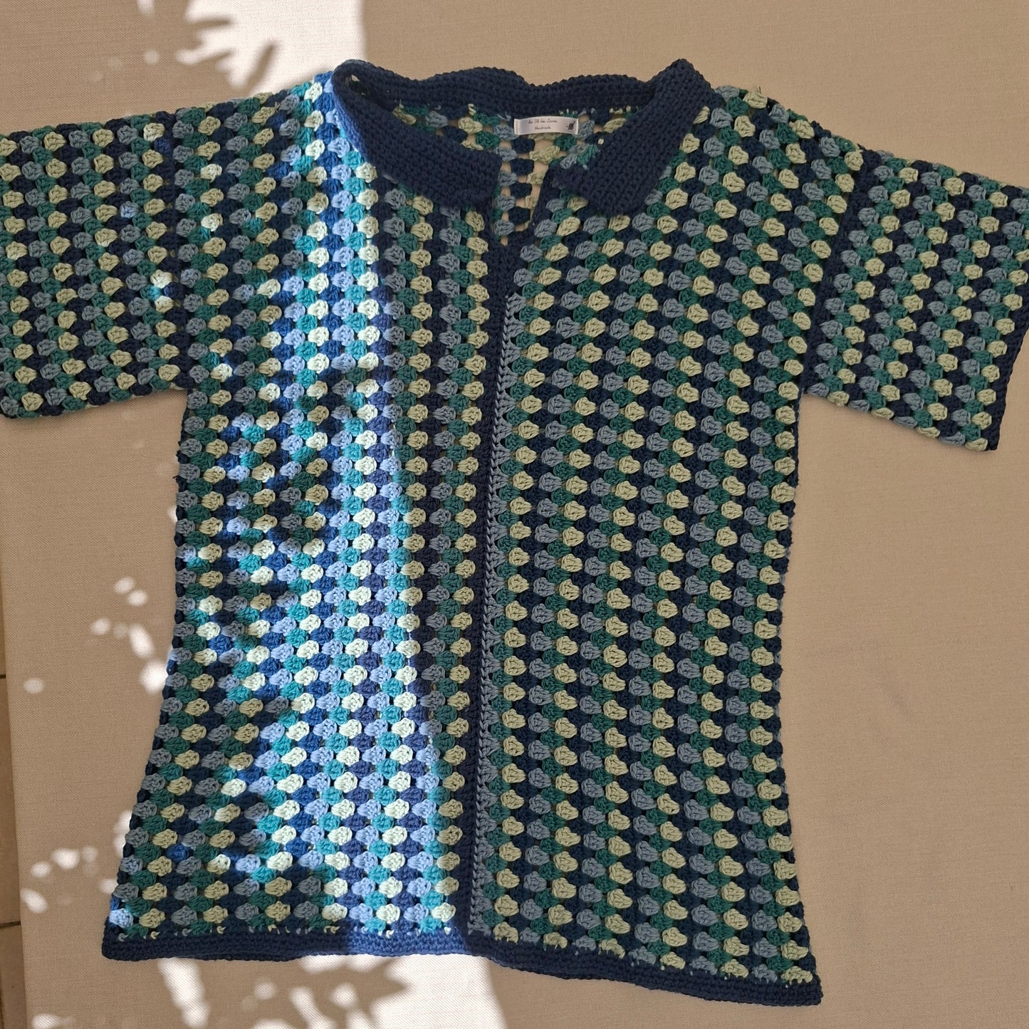 Ensemble rayé bleu Homme en crochet