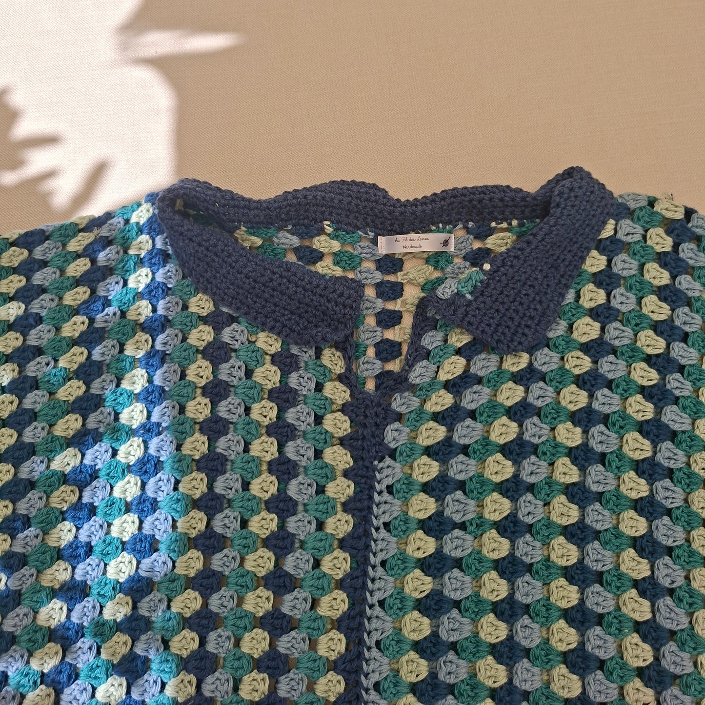 Ensemble rayé bleu Homme en crochet