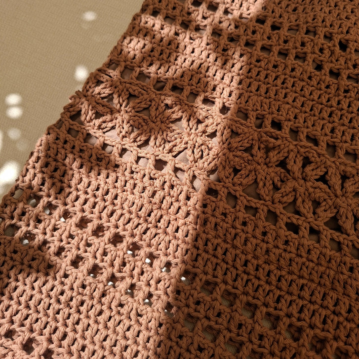 Brown openwork crochet summer dress