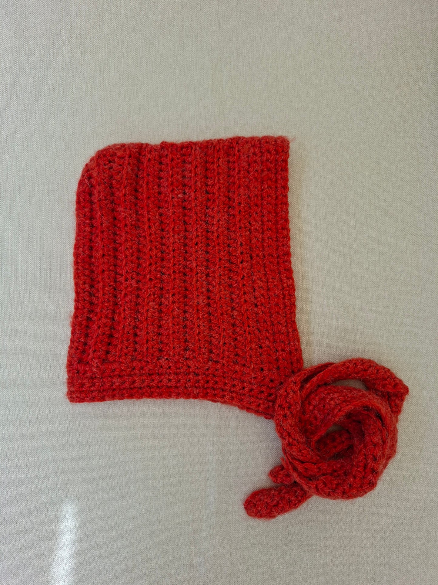 Orange crochet tie balaclava