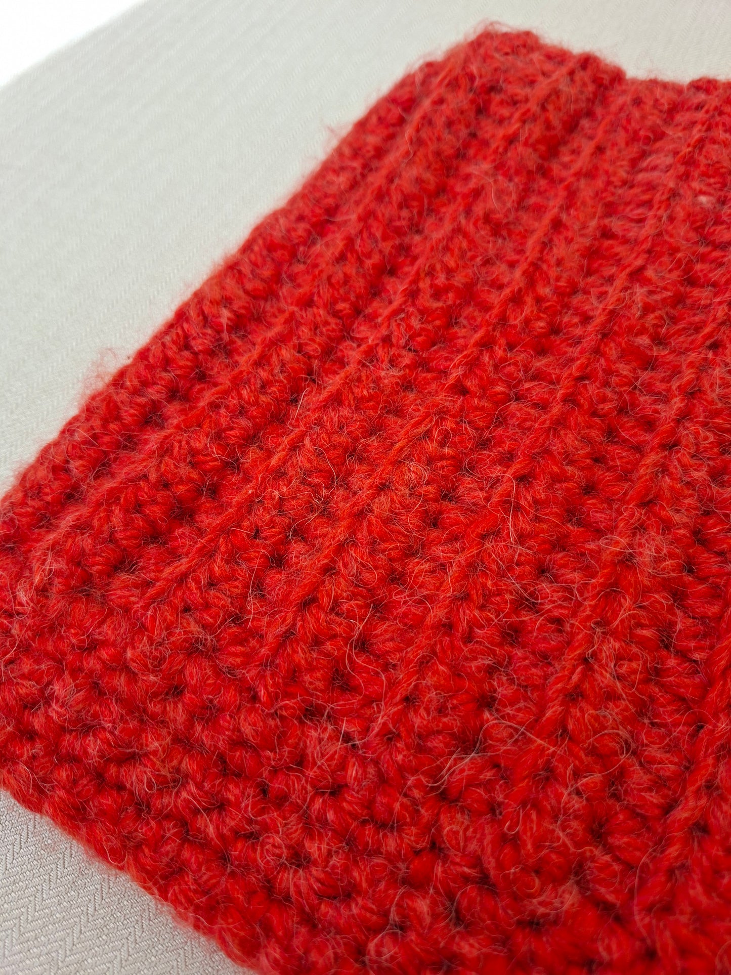 Orange crochet tie balaclava