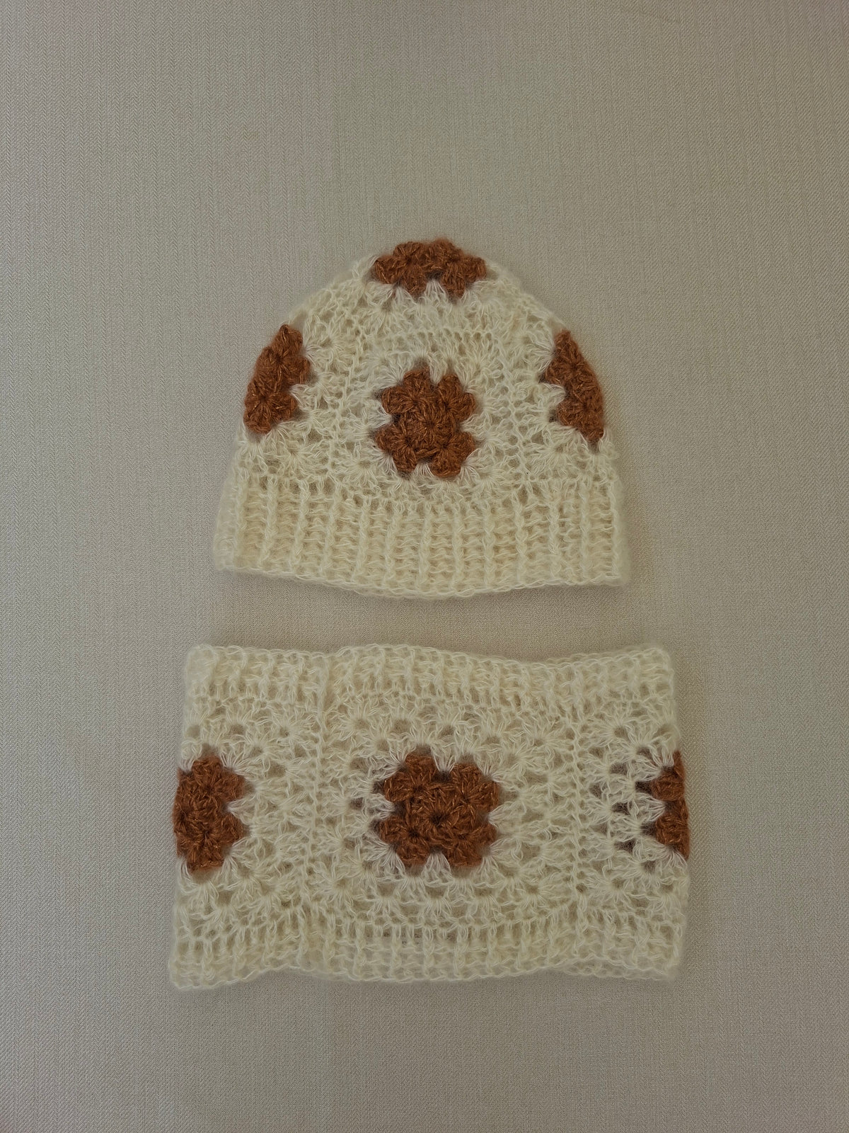 Bonnet + Cache-cou mohair & soie en crochet