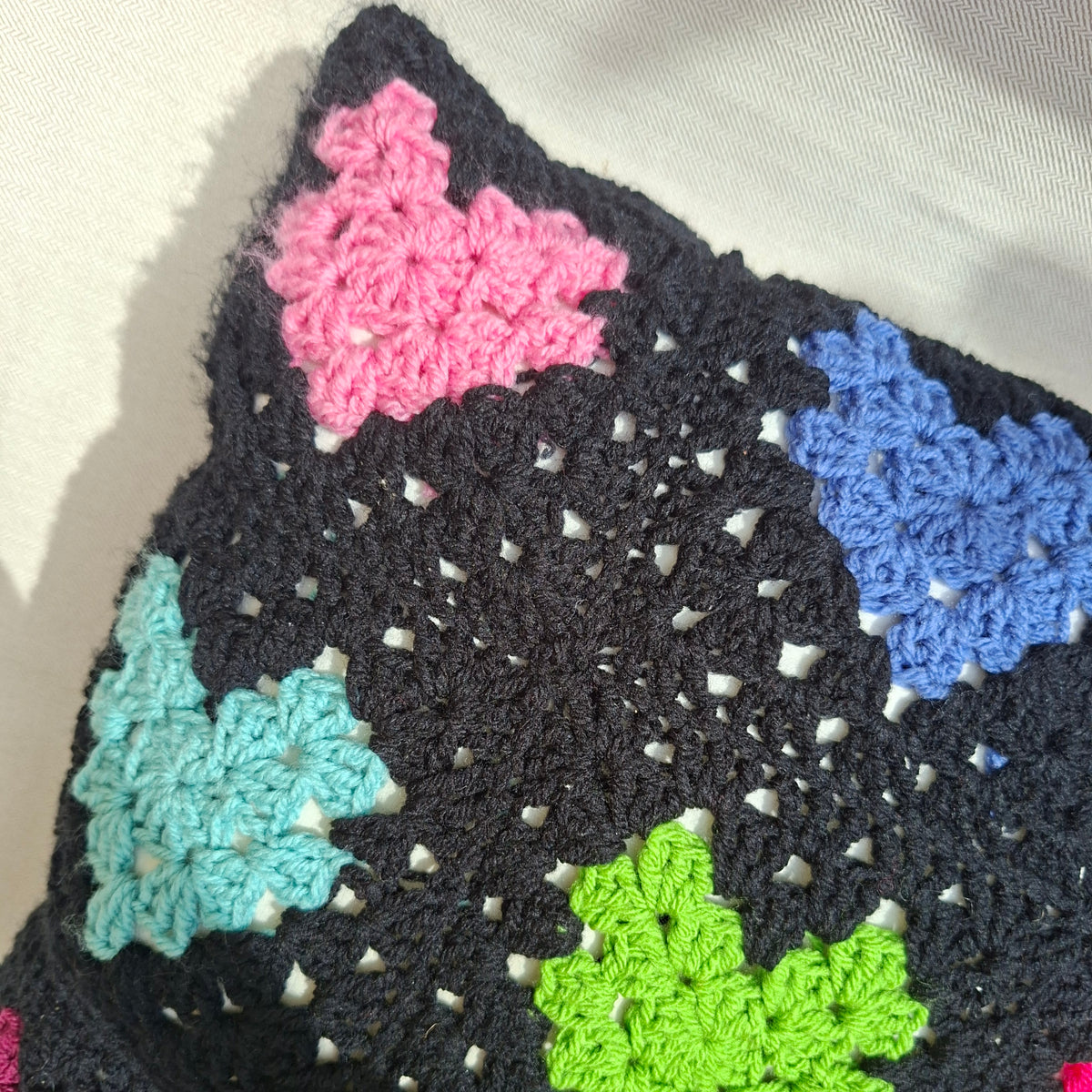 Crochet heart pillow