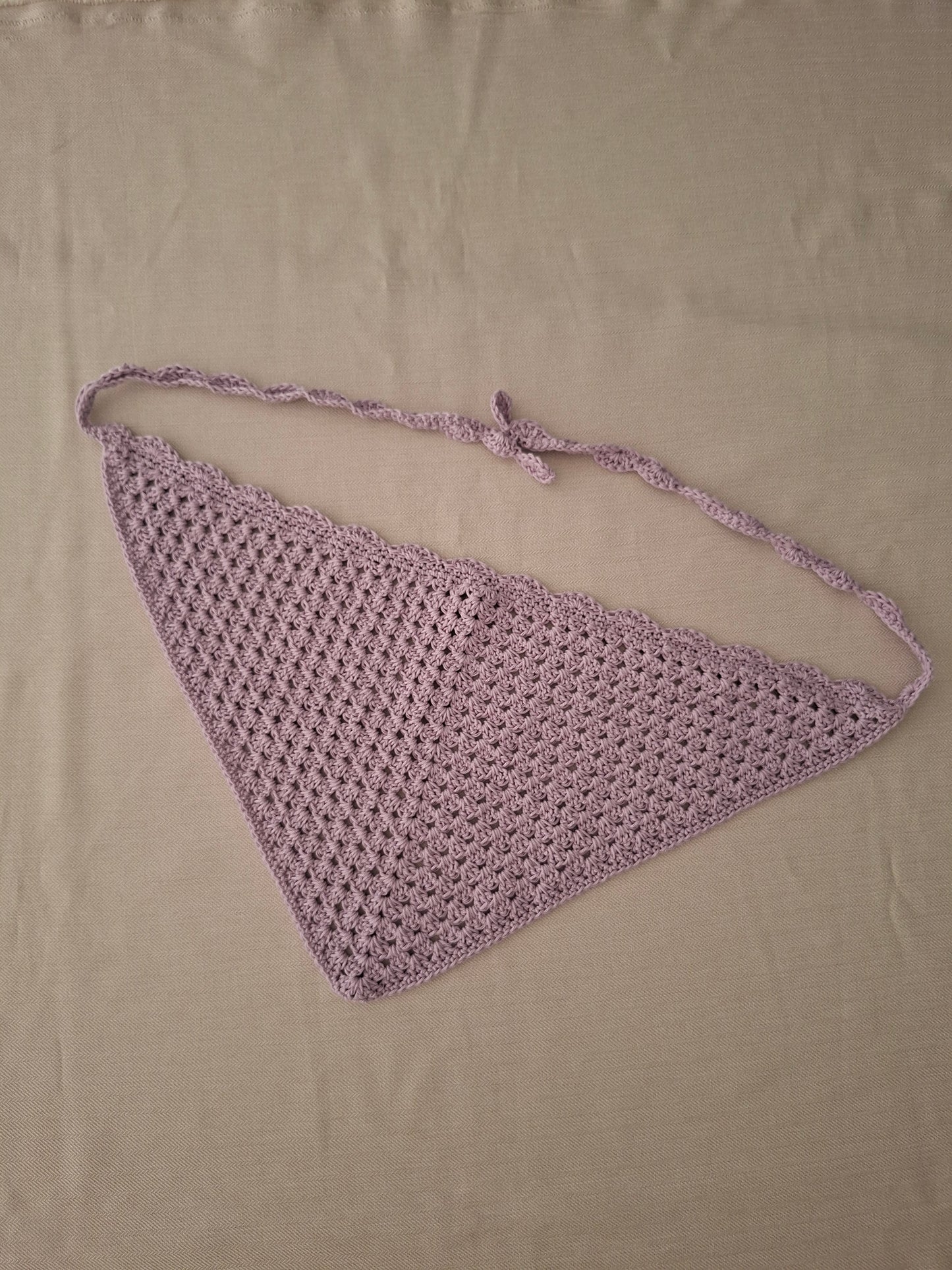 Purple crocheted bandana