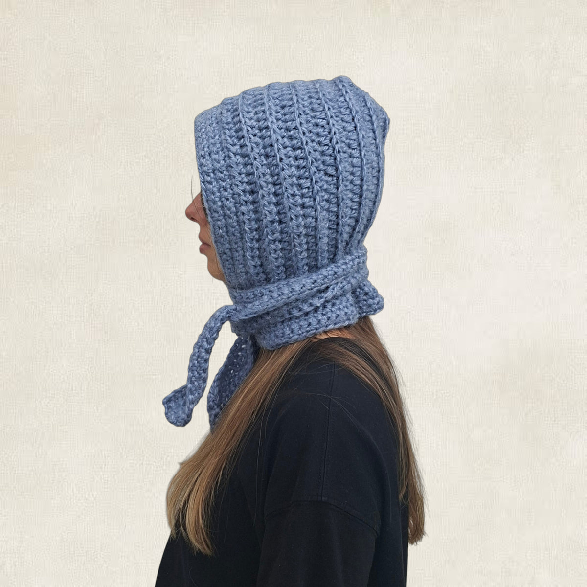 Black crochet tie balaclava