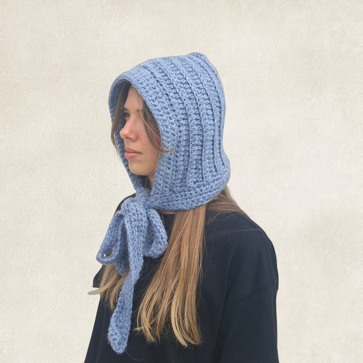 Black crochet tie balaclava