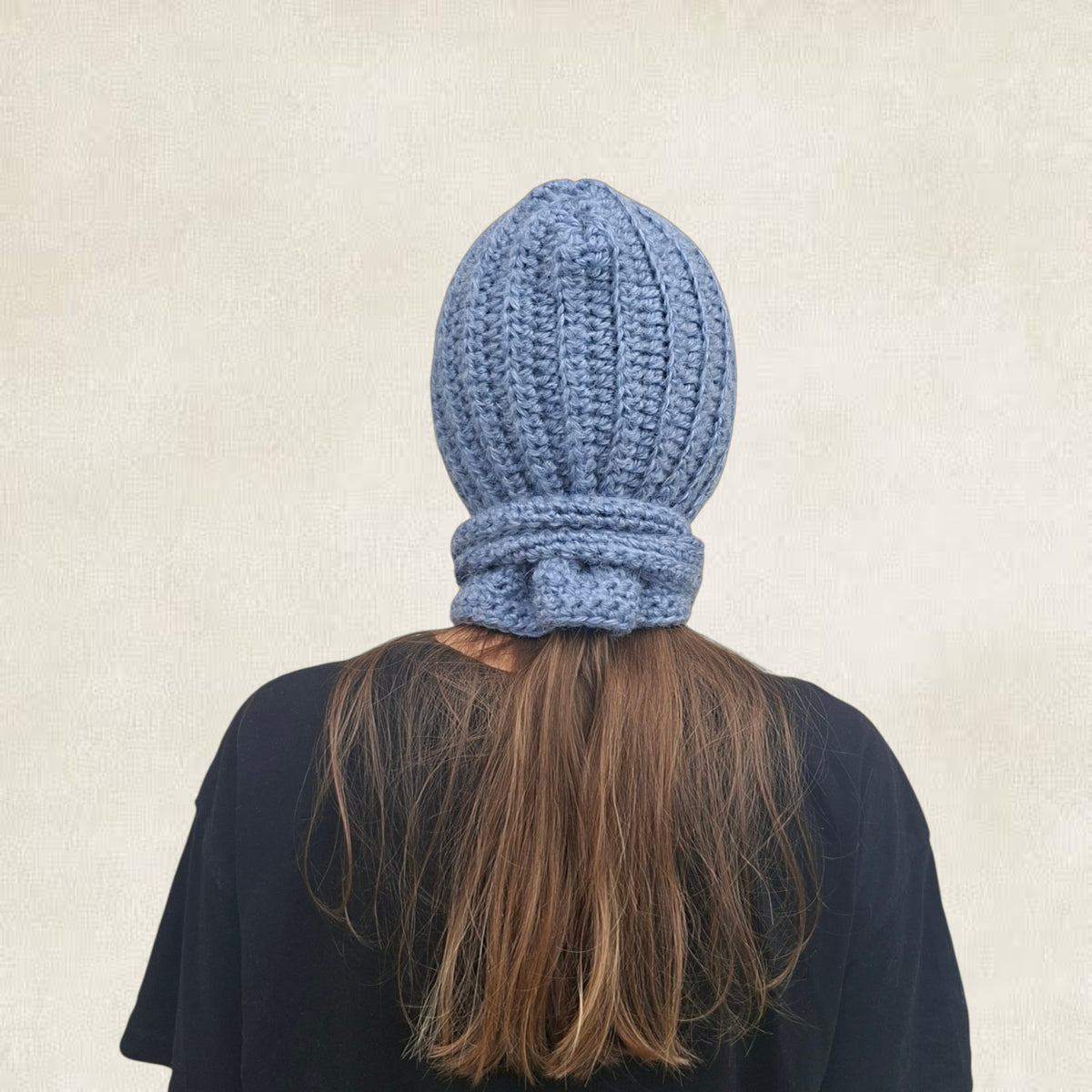 Black crochet tie balaclava