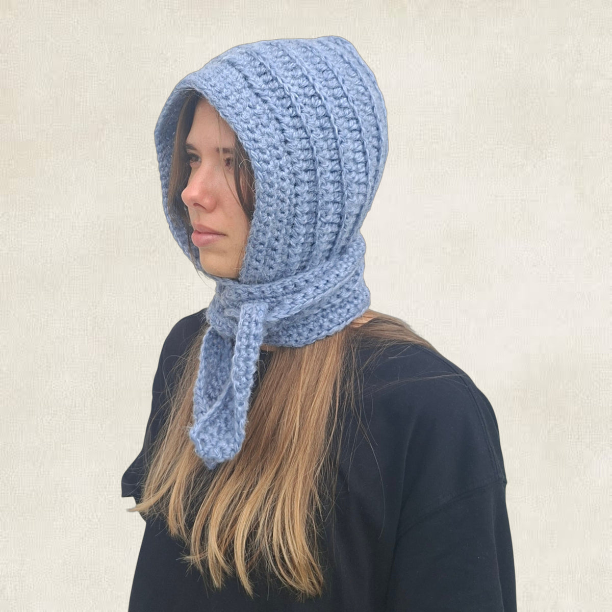 Black crochet tie balaclava