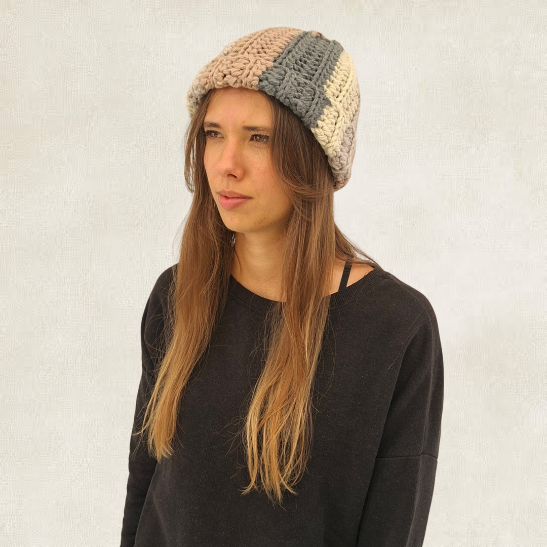 Crochet striped beanie