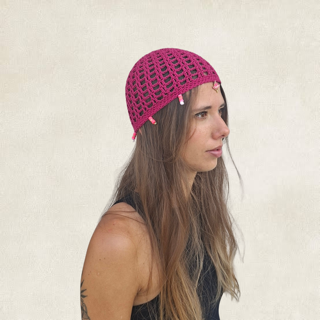 Knitted beanie - purple