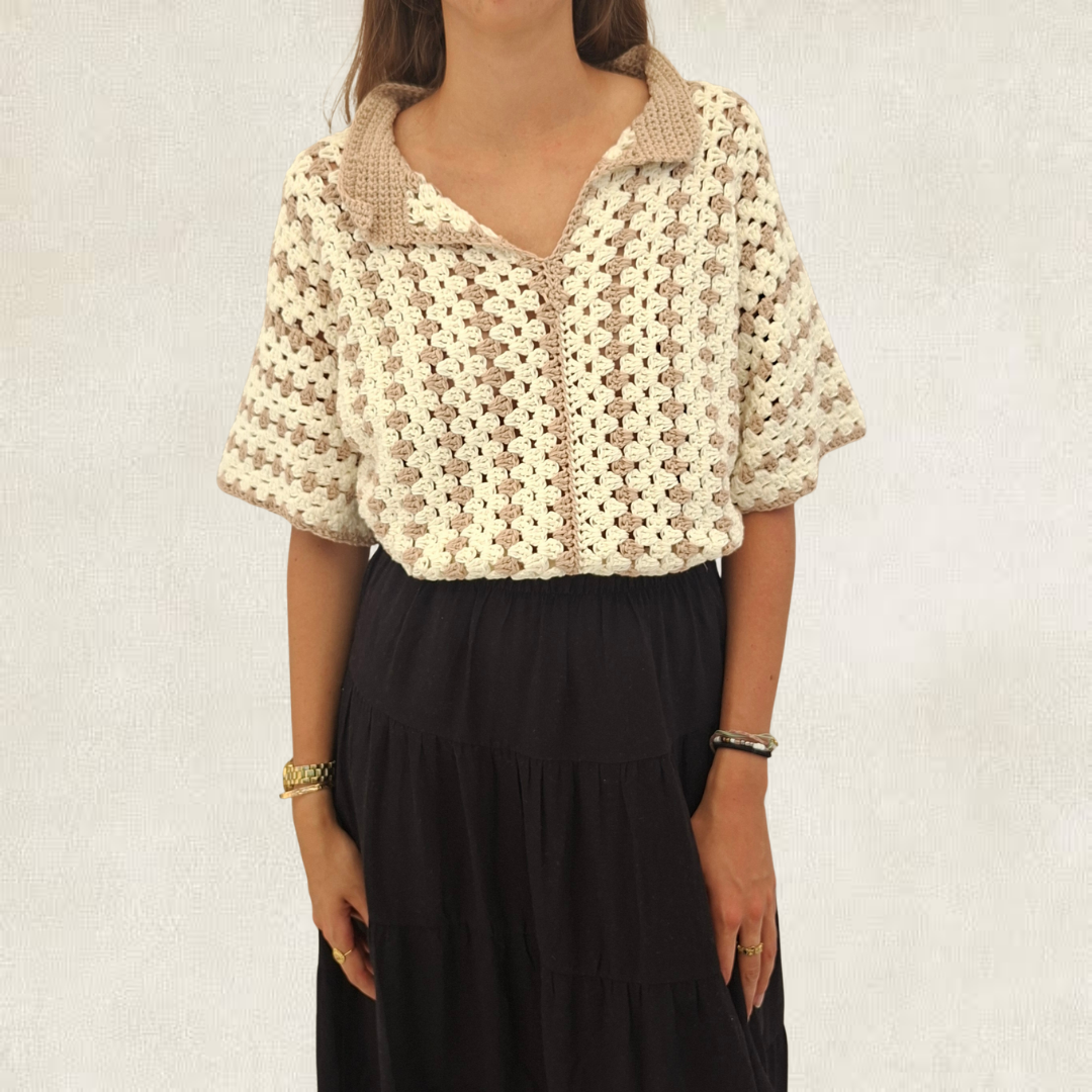 Men's Crocheted Striped Shirt