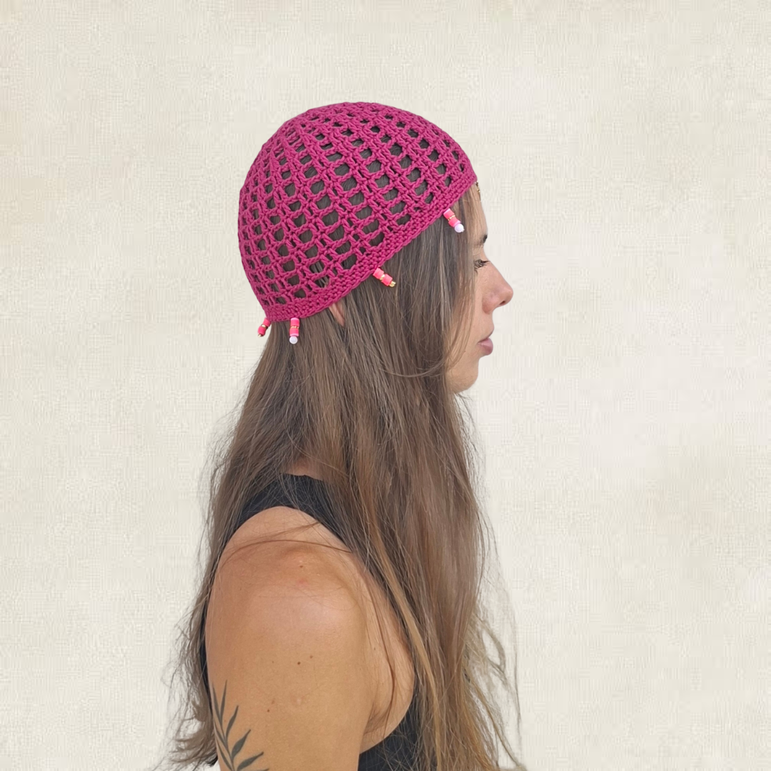Knitted beanie - purple