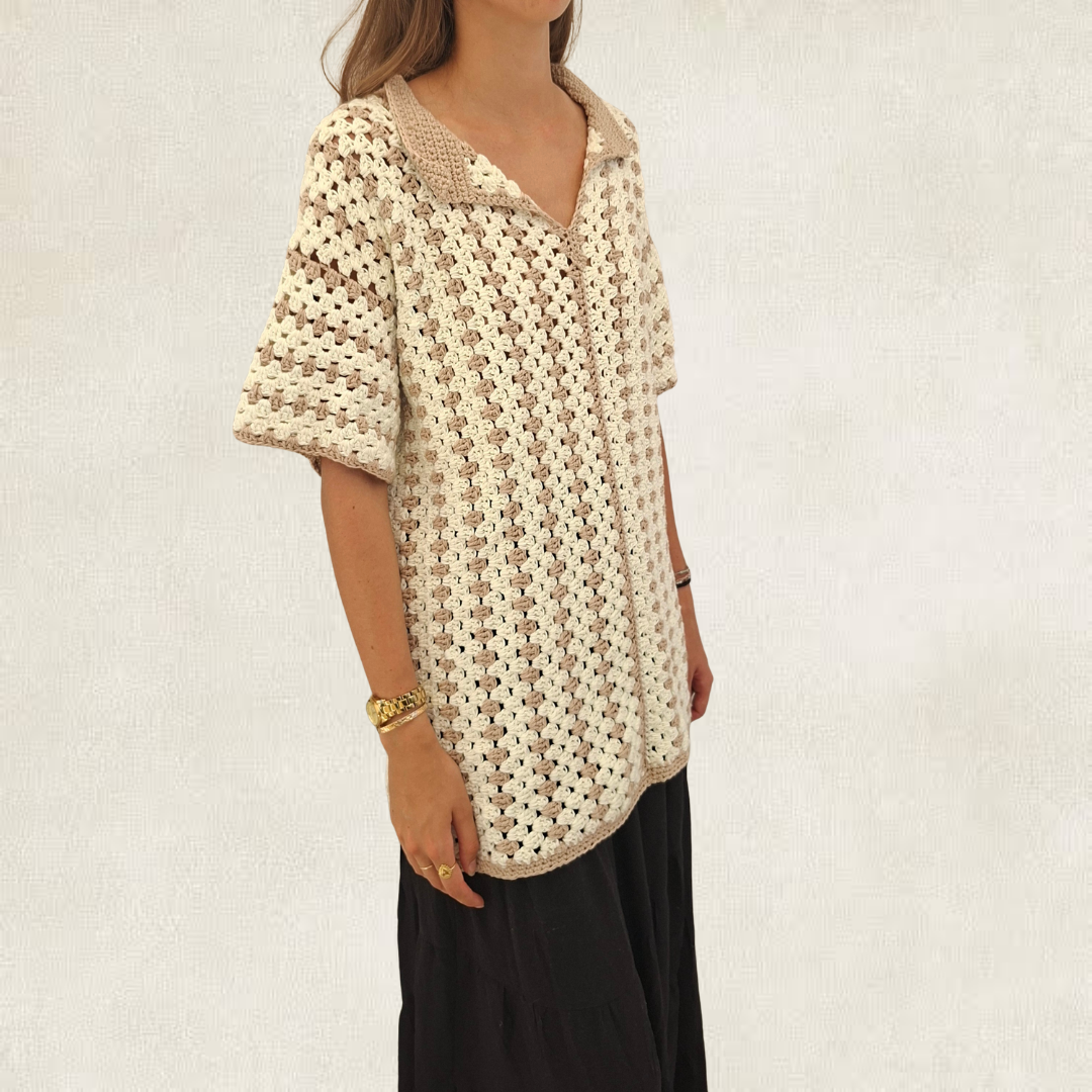 Men's Crocheted Striped Shirt