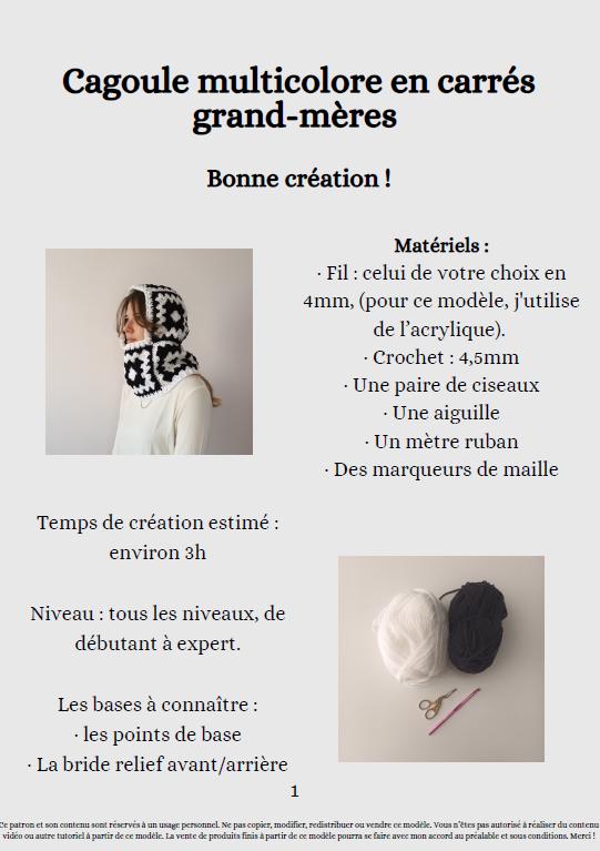 Black & White Granny Square Balaclava Crochet Pattern – PDF Crochet Pattern