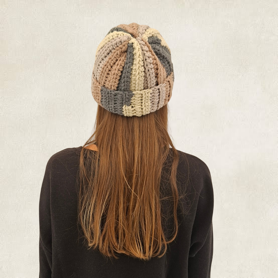 Crochet striped beanie