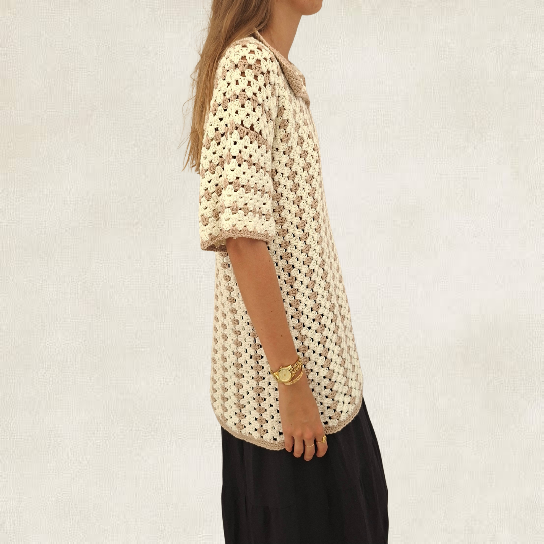 Men's Crocheted Striped Shirt