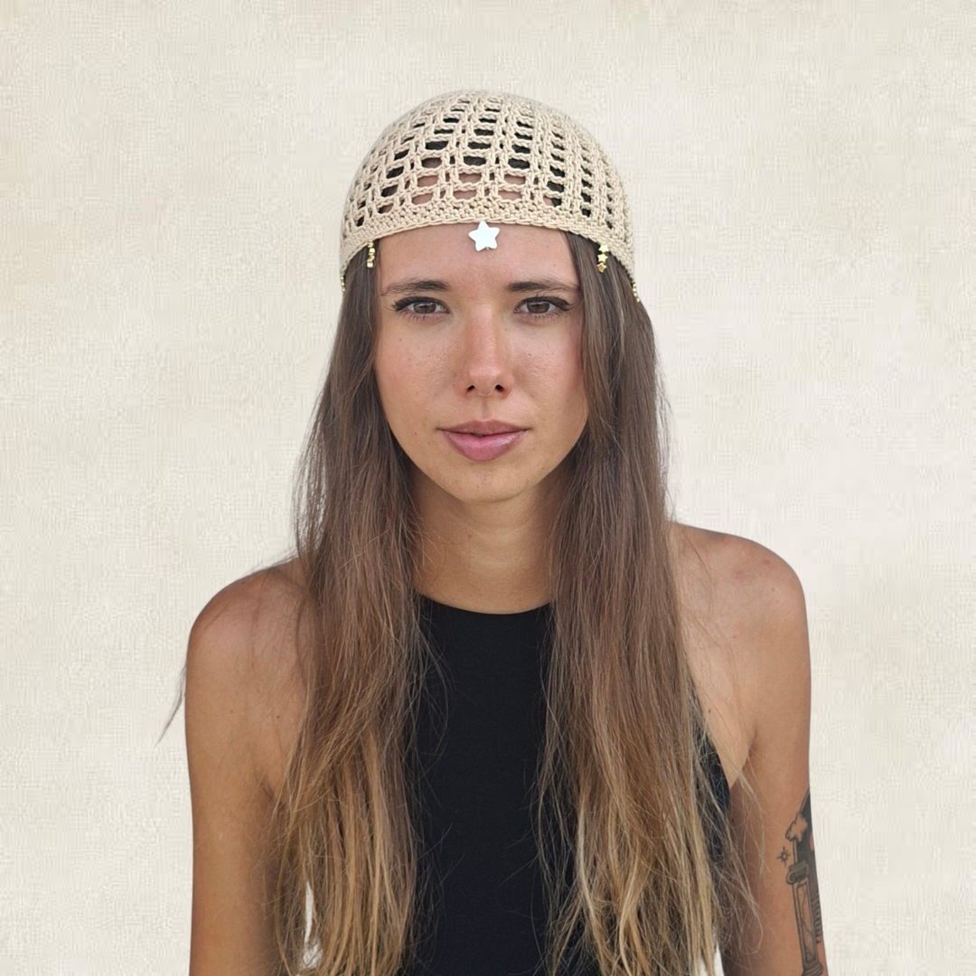 Bonnet en maille - beige