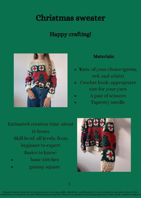 Modèle Crochet Pull de Noël – Patron PDF Crochet