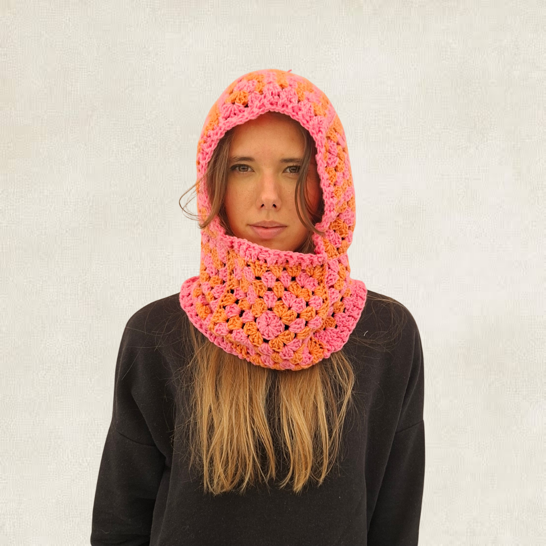 Cagoule en granny squares multicolores