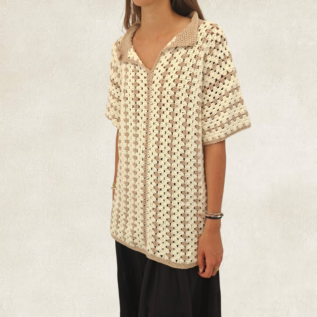 Men's Crocheted Striped Shirt