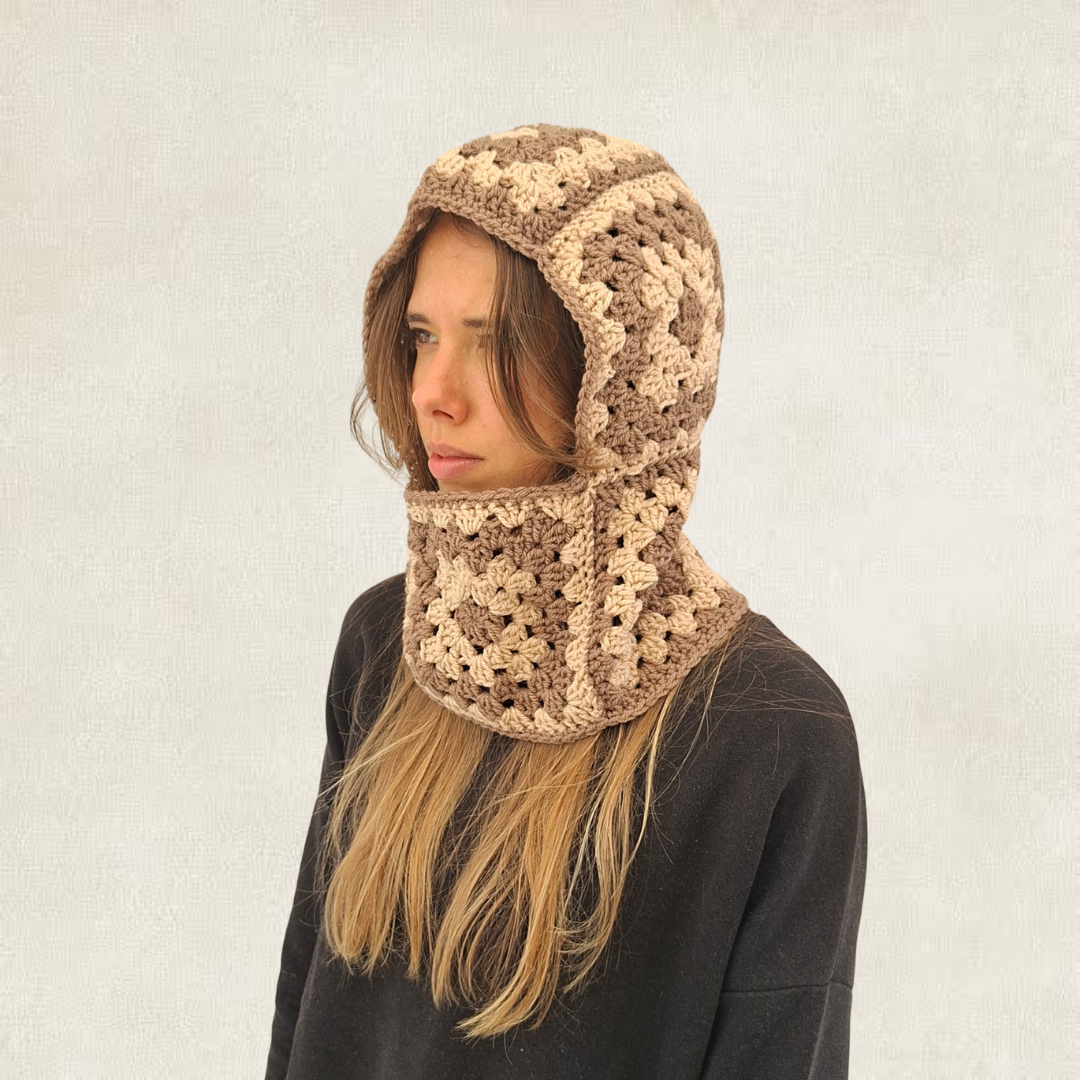 Multicoloured granny square balaclava