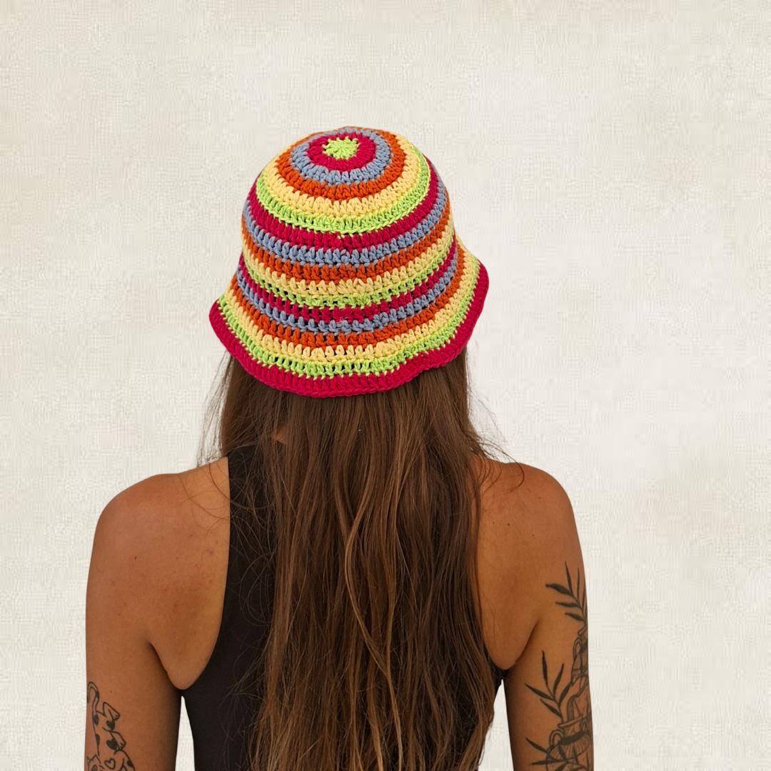 Modèle Crochet Bob rayé multicolore – Patron PDF Chapeau d'Été Crochet
