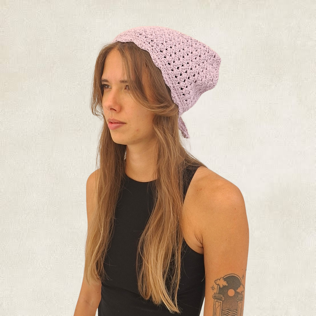 Purple crocheted bandana