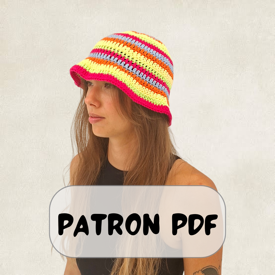 Modèle Crochet Bob rayé multicolore – Patron PDF Chapeau d'Été Crochet