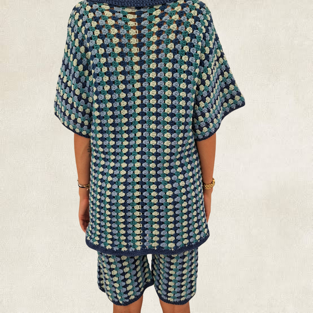 Ensemble rayé bleu Homme en crochet
