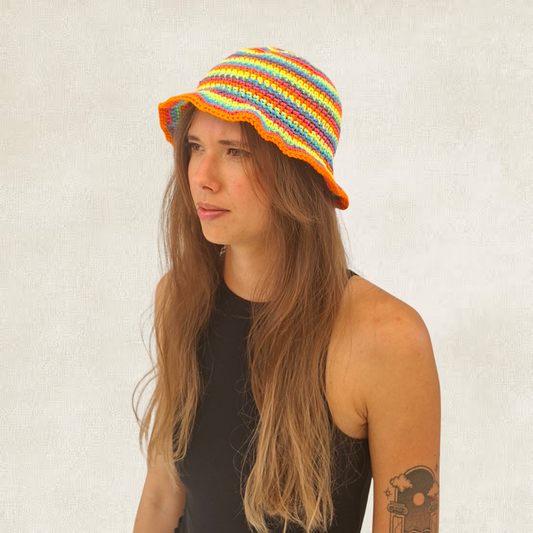 Multicoloured striped bob