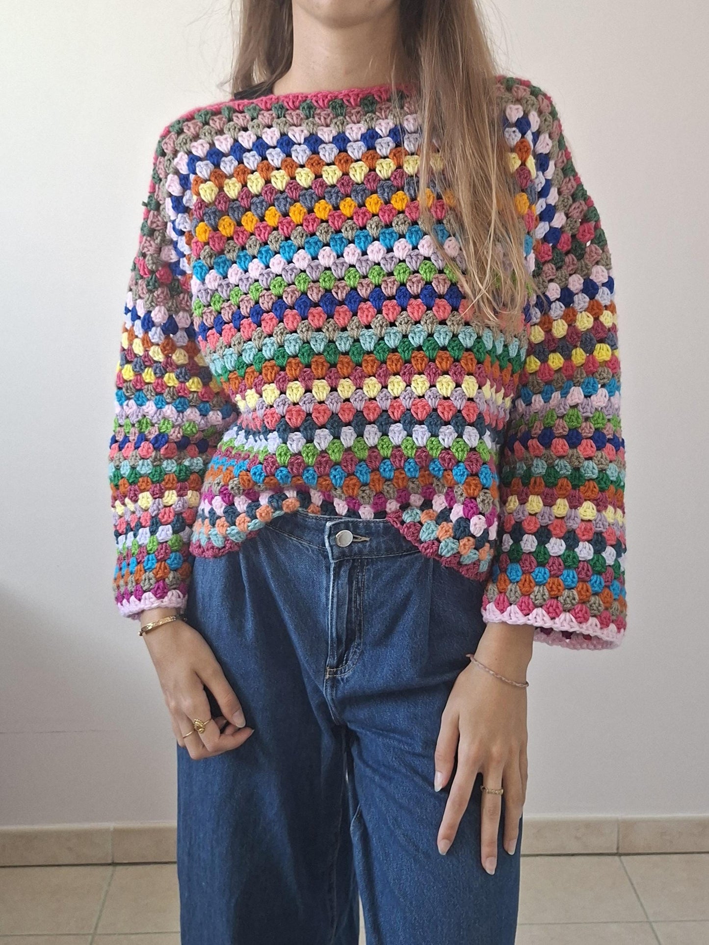 Multicolor Striped Crochet Sweater Pattern – PDF Crochet Pattern