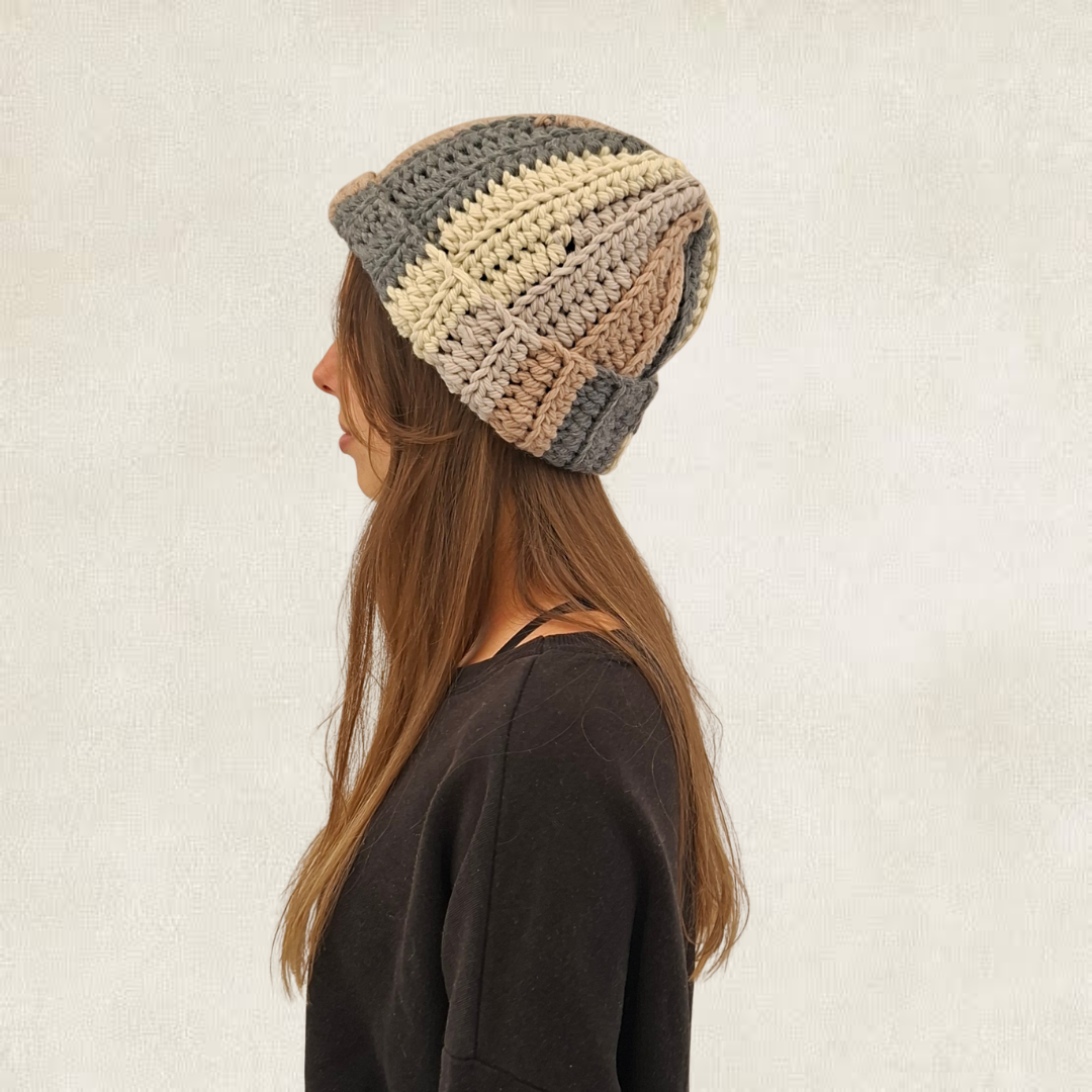 Crochet striped beanie