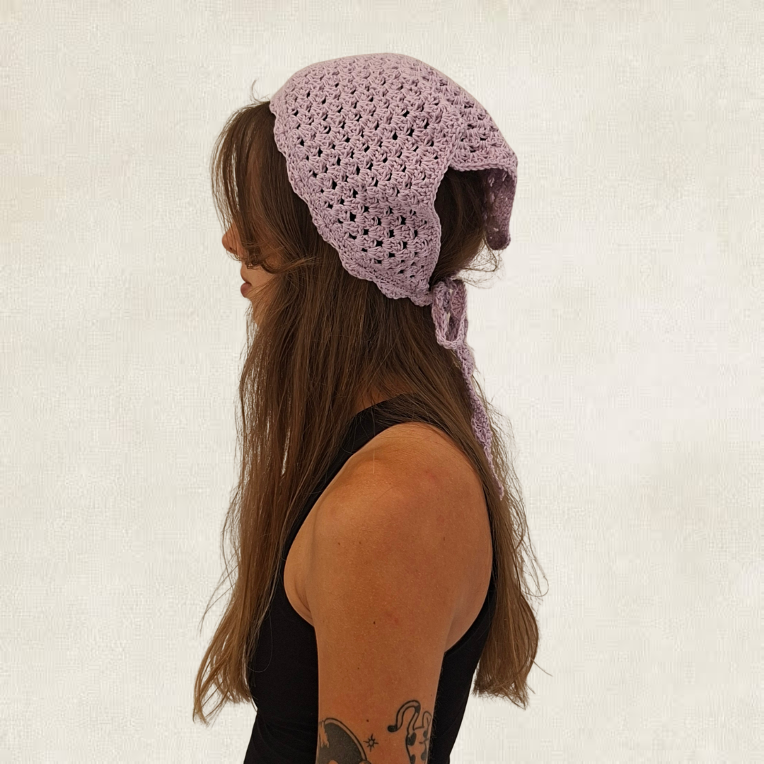 Purple crocheted bandana