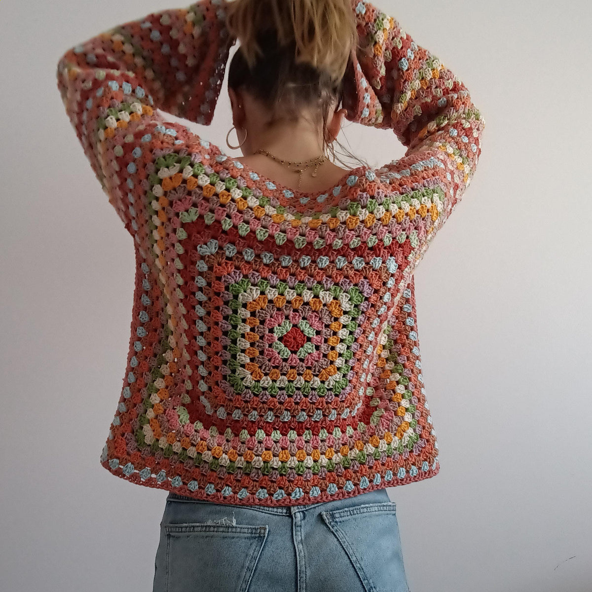 Modèle Crochet Manches Longues Granny squares – Patron PDF Crochet
